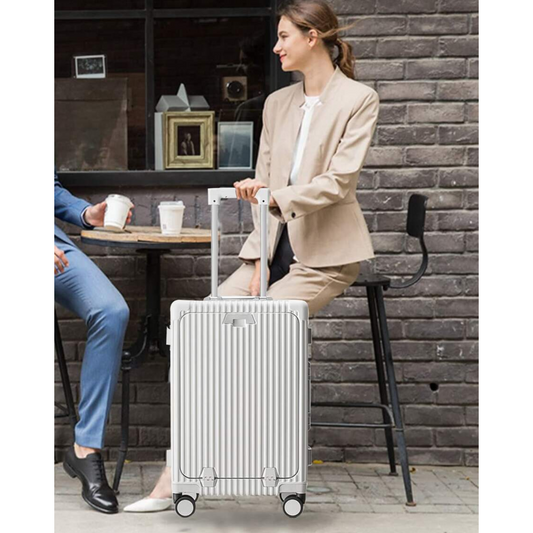 Multifunctional Travel Suitcase – 20" Spinner with Cup Holder & Built-In Charger