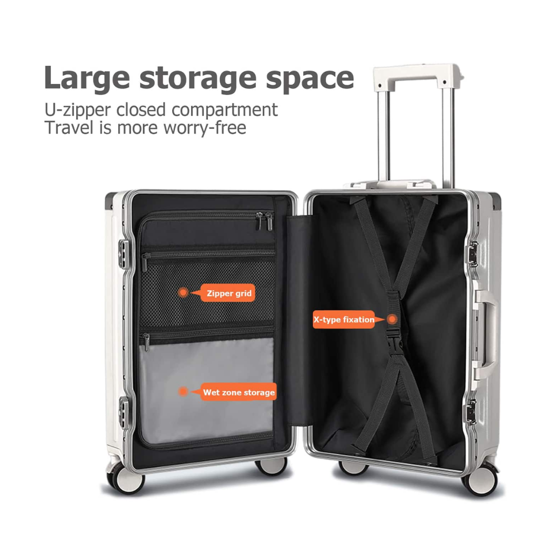 Multifunctional Travel Suitcase – 20" Spinner with Cup Holder & Built-In Charger