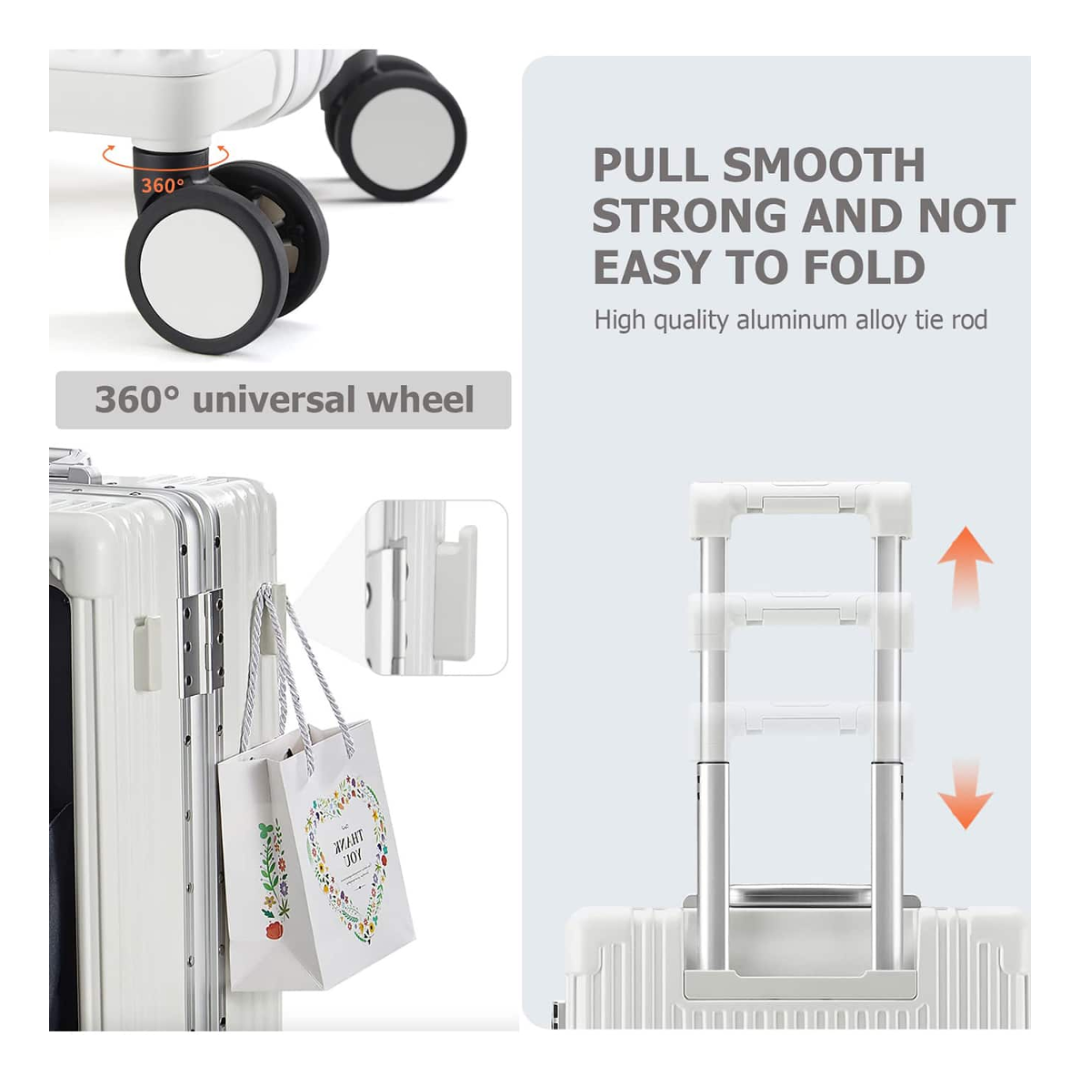 Multifunctional Travel Suitcase – 20" Spinner with Cup Holder & Built-In Charger