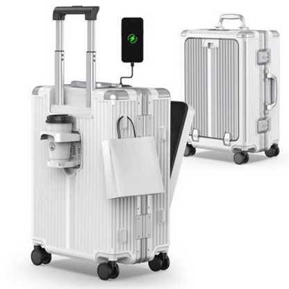 Multifunctional Travel Suitcase – 20" Spinner with Cup Holder & Built-In Charger