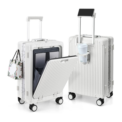 Multifunctional Travel Suitcase – 20" Spinner with Cup Holder & Built-In Charger
