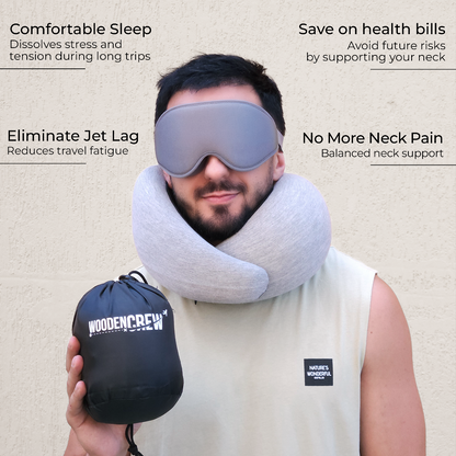 Ultimate Travel Pillow Kit – Memory Foam Neck Pillow with Eye Mask & Earplugs for Comfortable Travel