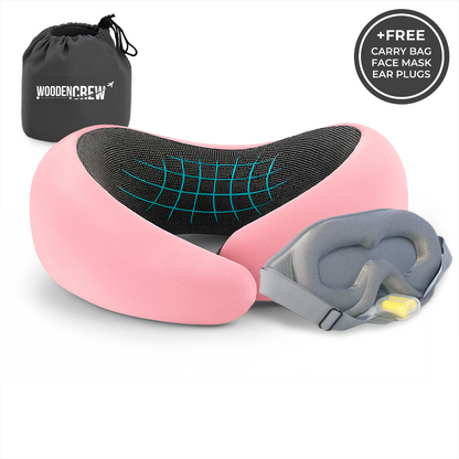 Ultimate Travel Pillow Kit – Memory Foam Neck Pillow with Eye Mask & Earplugs for Comfortable Travel